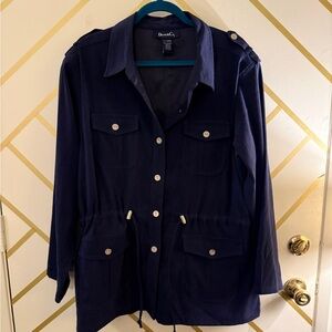 Denim & Co. Navy Blue Utility Jacket with Drawstring Waist